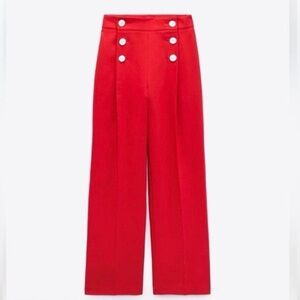 Zara Wide-Leg Sailor-Button Pants